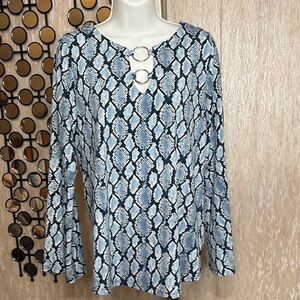 MICHAEL Michael Kors Black and White Snake Print Blouse